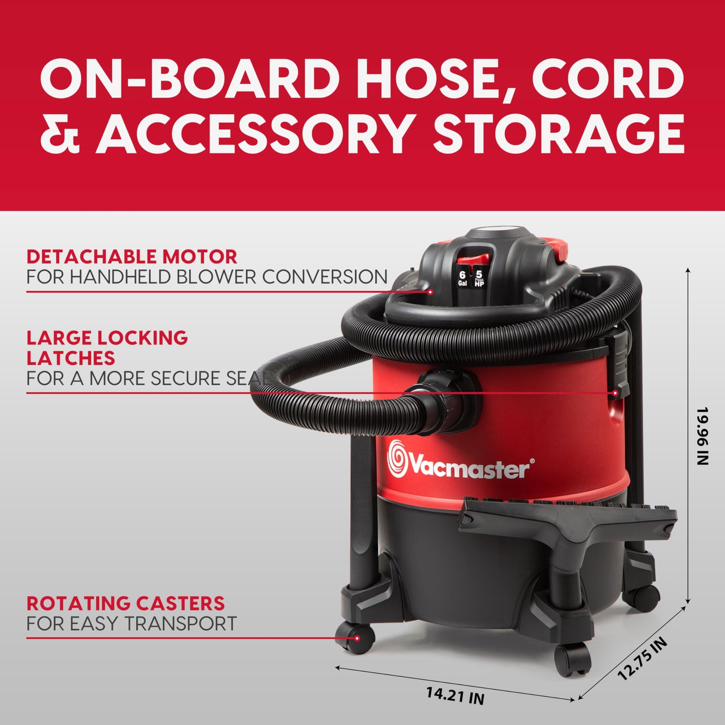 Vacmaster Wet/Dry Vacuum with Detachable Blower 6 Gallon 5 Peak HP-VBVB611PF 1101