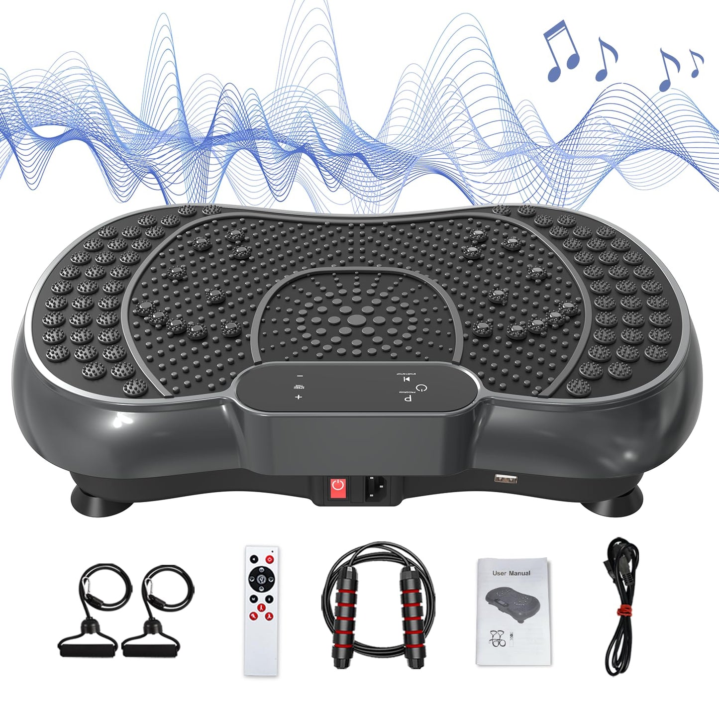 Bigzzia Vibration Plate Exercise Machine for Weight Loss – 100-Speed Platform with Remote & Resistance Bands, 450 lbs Capacity – Quiet Full Body Workout for Lymphatic Drainage at Home