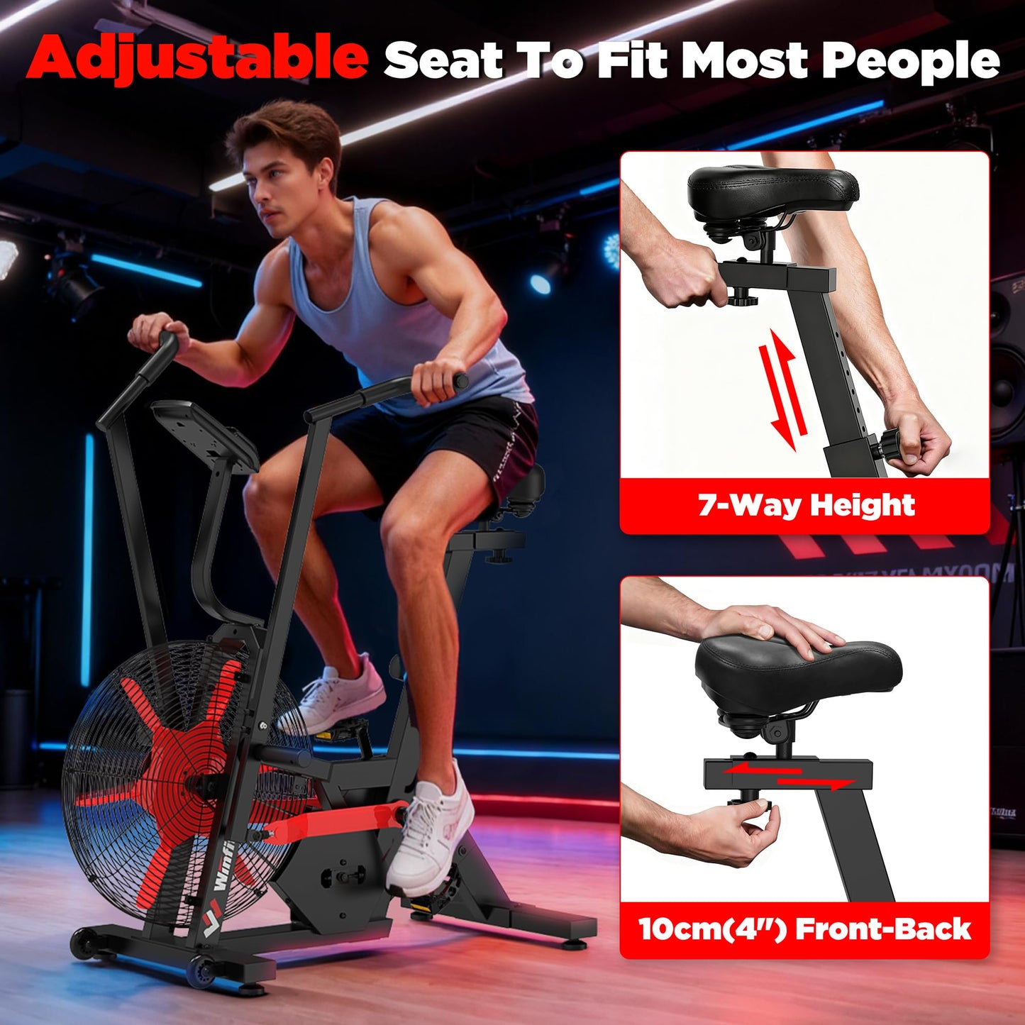 Winfita Exercise Bike,Premium Smart Air Resistance Fan Bike,Featuring Air Bike with Dual-Layer Drive System,Equipped with App Connectivity and Customizable Display,Ideal for Home Cardio Workouts