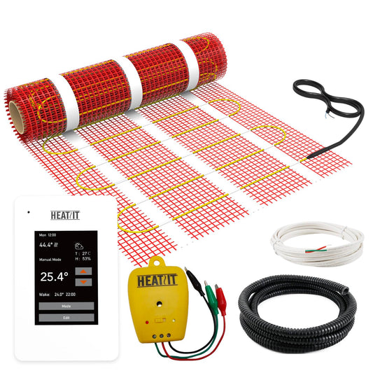 35 sqft HEATIT Warmmat Electric Radiant Self-adhesive Floor Heat Heating System & ET-7A Thermostat & Alarm Monitor