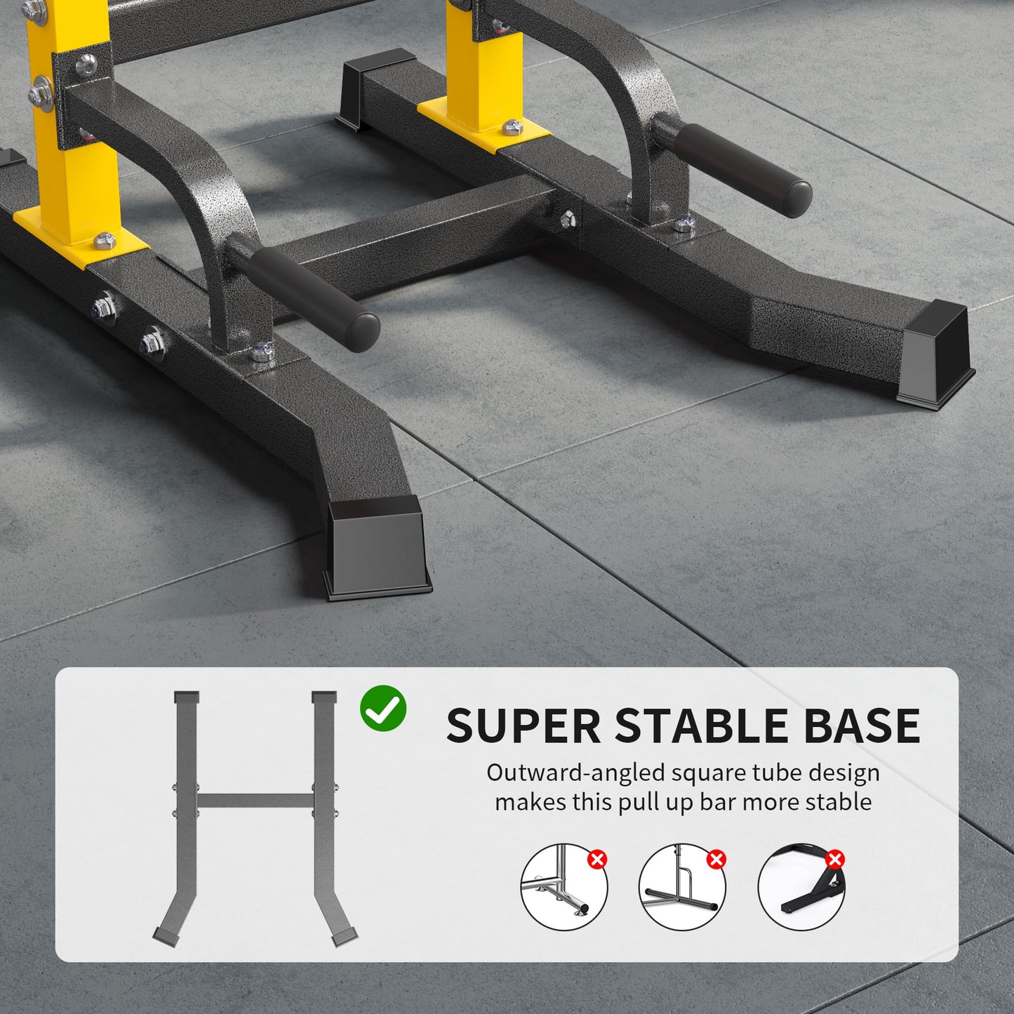 SogesPower Multi-Function Power Tower Pull Up Bar Station Pull Up Dip Station for Home Gym, Adjustable Height Pull Up Bar Stand Dip Bar Strength Training Workout Equipment, Yellow