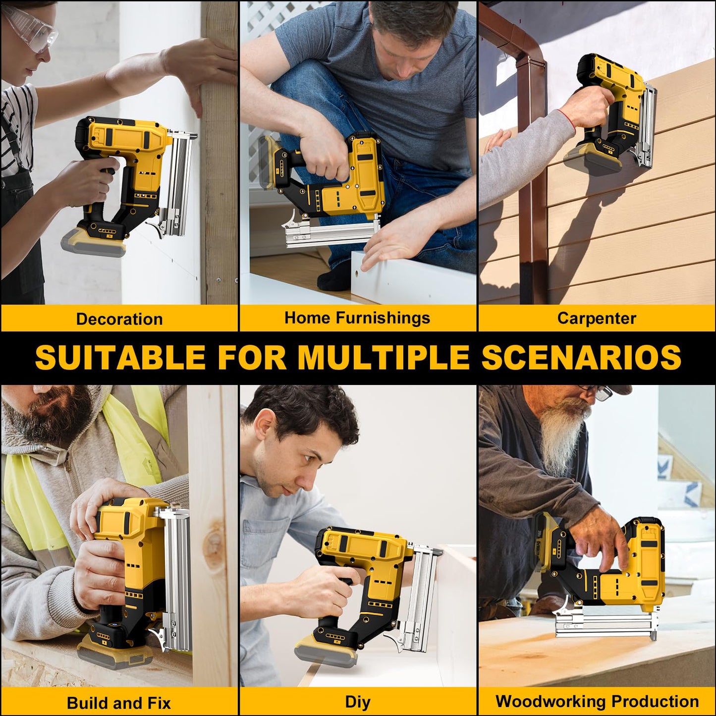 18 Gauge Cordless Brad Nailer & Staple Gun for Dewalt 20V MAX Battery, 2-in-1 Battery Powered Nail Gun with 2000 Nails, Electric Nail Gun for Woodworking, Framing, DIY & Home Improvement (No Battery)