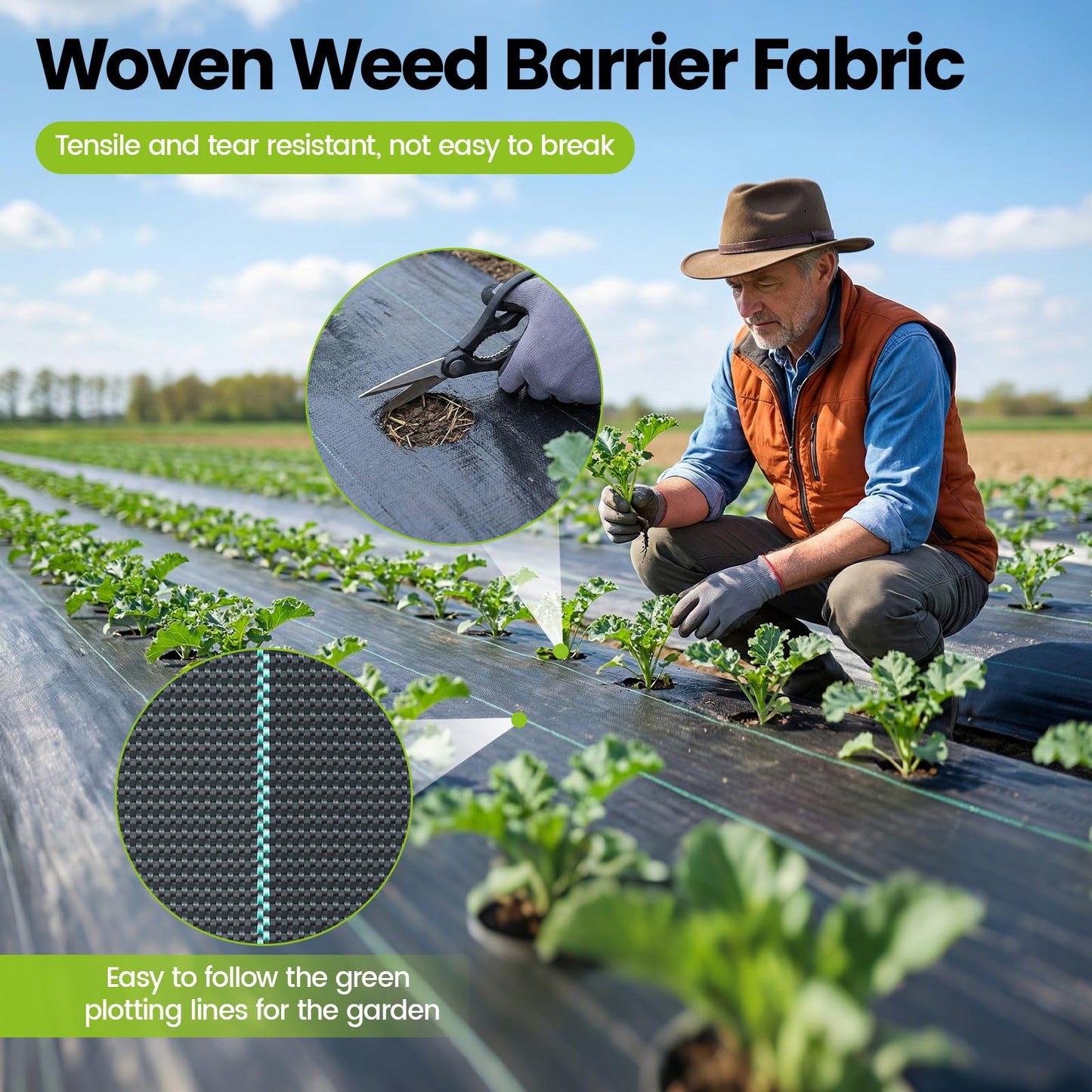 13x65ft Driveway Fabric, 3.5OZ Commercial Weed Barrier Fabric Heavy Duty Landscape Fabric, Weed Fabric, Weed Blocker Fabric for Garden Weed Barrier, Road Fabric Construction Project, Erosion Control