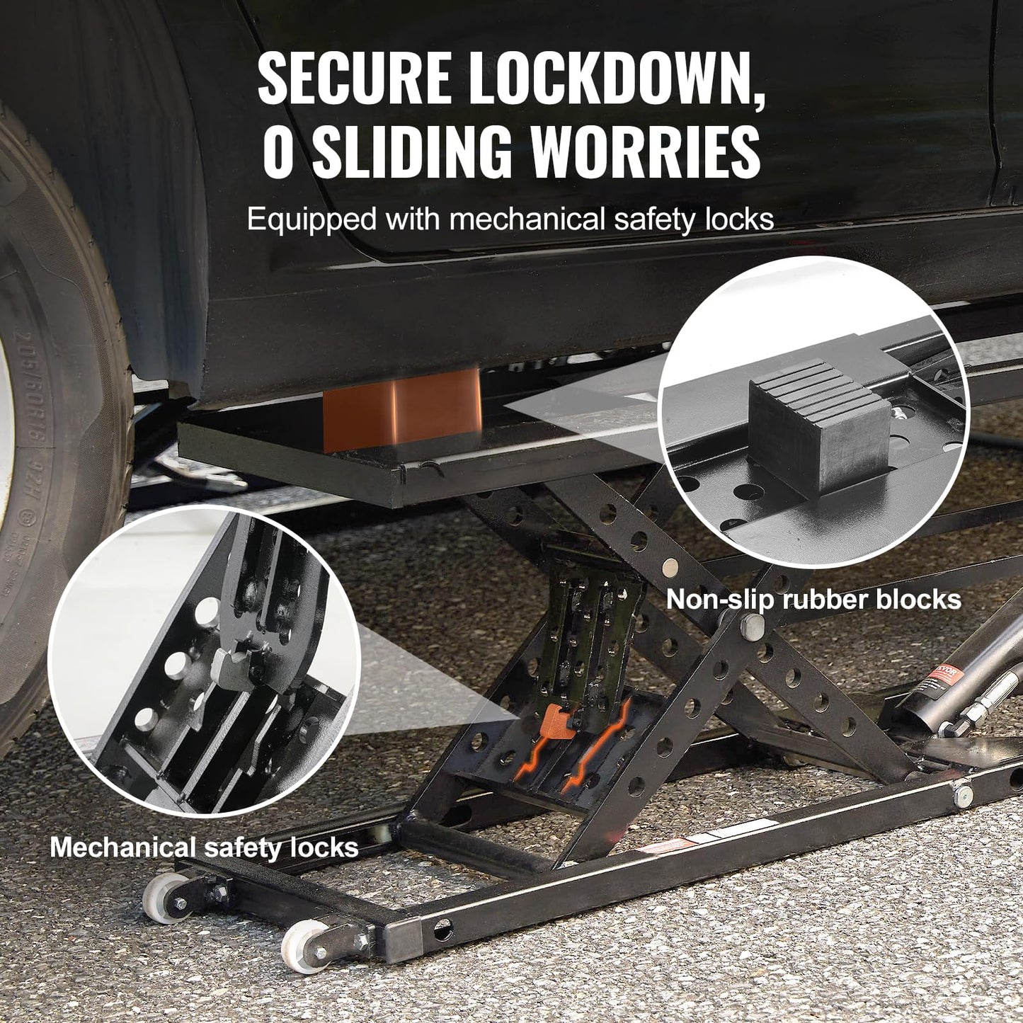 VEVOR Portable Car Lift - 7,000 LBS Capacity, 26.8" Max. Height, Heavy-Duty Carbon Steel Truck Lift with 120V Power Unit