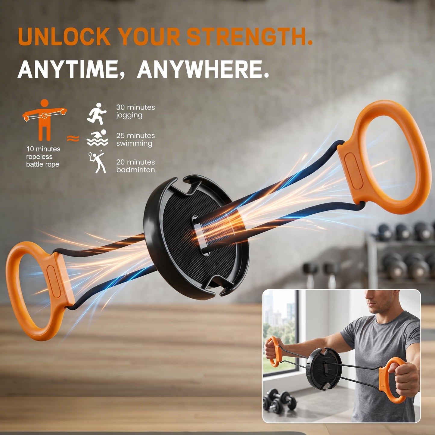 Hiaaop Portable Chest Expander and Upper Body Workout Equipment, Adjustable Resistance Band with Twisting Tension Dial, Arm Exerciser and Chest Fly Machine for Home Gym Strength Training