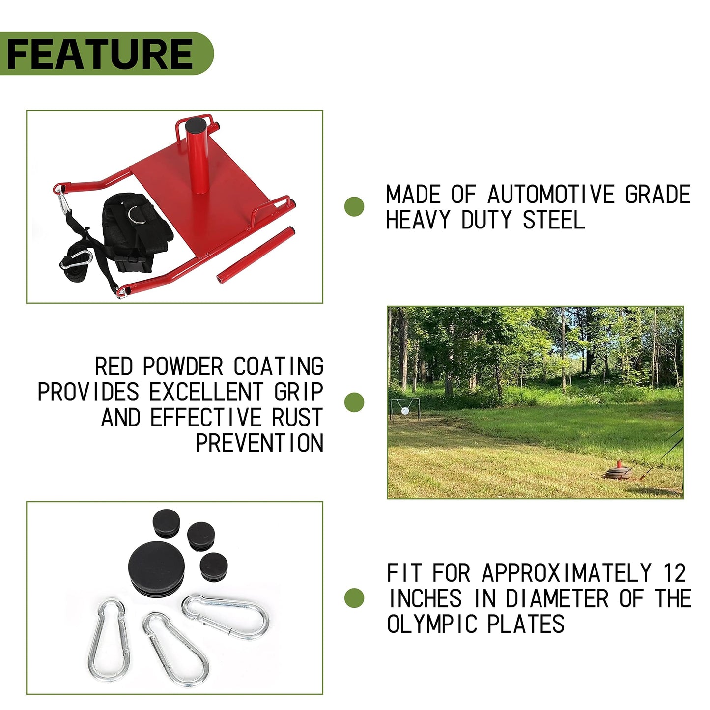 ECOTRIC Fitness Sled with Padded Harness for Athletic Exercise and Speed Improvement - Fits 1-2" Plates