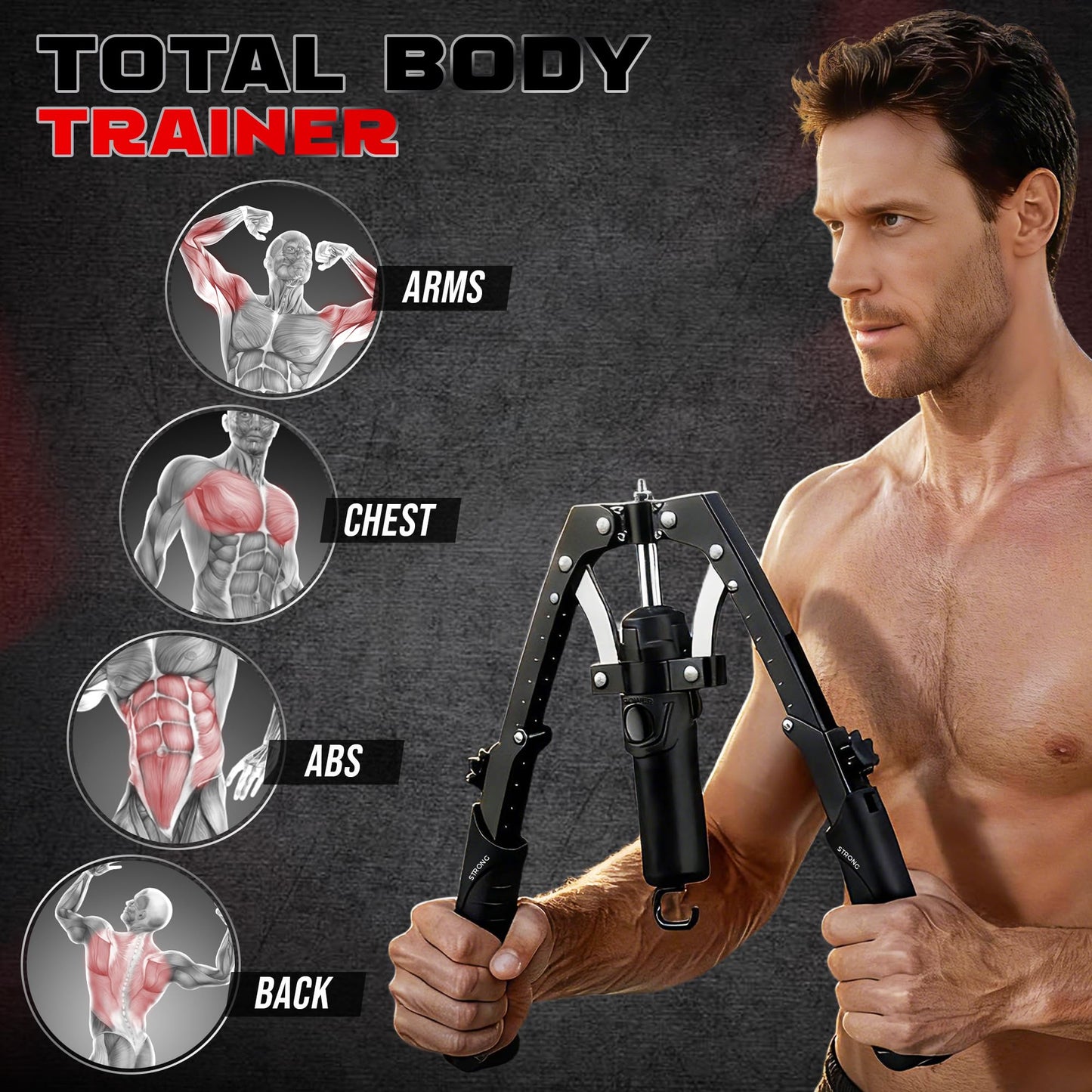 HI-REEKE Chest Hydraulic Power Twister Trainer, 3-in-1 Hydraulic Chest and Arm Press Exerciser Workout Machine with Ab Roller