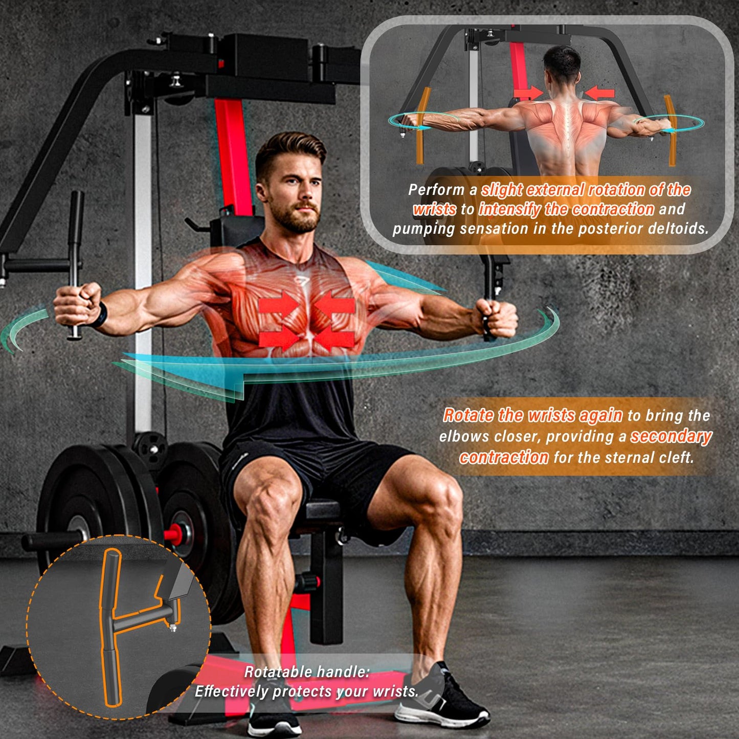 Chest Fly Machine, PEC Deck Fly and Reverse Delt Machine, 450lbs Adjustable Upper Body Workout Equipment for Home Gym, Chest and Shoulder Press for Pectoral and Rear Deltoid Weight Machines for Home