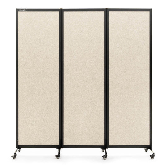 Upgrade Version Room Partition and Divider, Freestanding Rolling Dividers with Wheels,Office Privacy Screen Divider Wall,Classroom Felt Dividers,6'L* 6'7"H,3 Panel,Beige