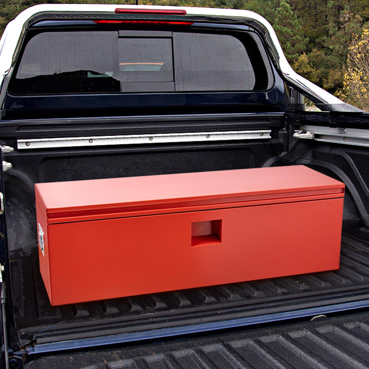 CABIHOME 48-Inch Heavy Duty Steel Truck Tool Box, Lockable & Weatherproof Jobsite Storage Chest with Hydraulic Lid for Pickup Trucks & Trailers