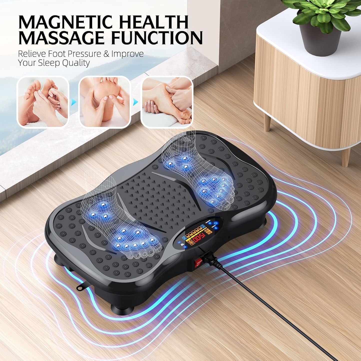 GMCXAX Vibration Plate Exercise Machine, Lymphatic Drainage Machine for Weight Loss, Lymphatic Drainage & Muscle Recovery, Multiple Speeds with Bluetooth & Remote, Max User Weight 330lbs, PureBlack
