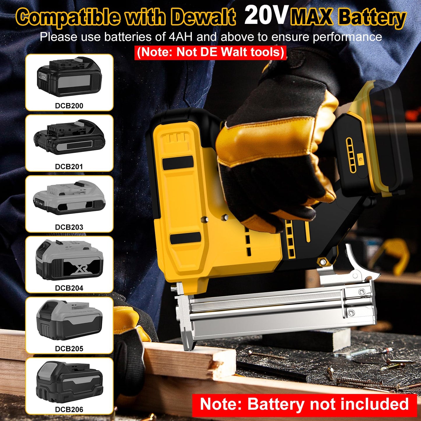 18 Gauge Cordless Brad Nailer for Dewalt 20V MAX Battery, Battery Powered Nail Gun with 1000 Nails, Electric Nail Gun for Woodworking & Home Improvement (No Battery)