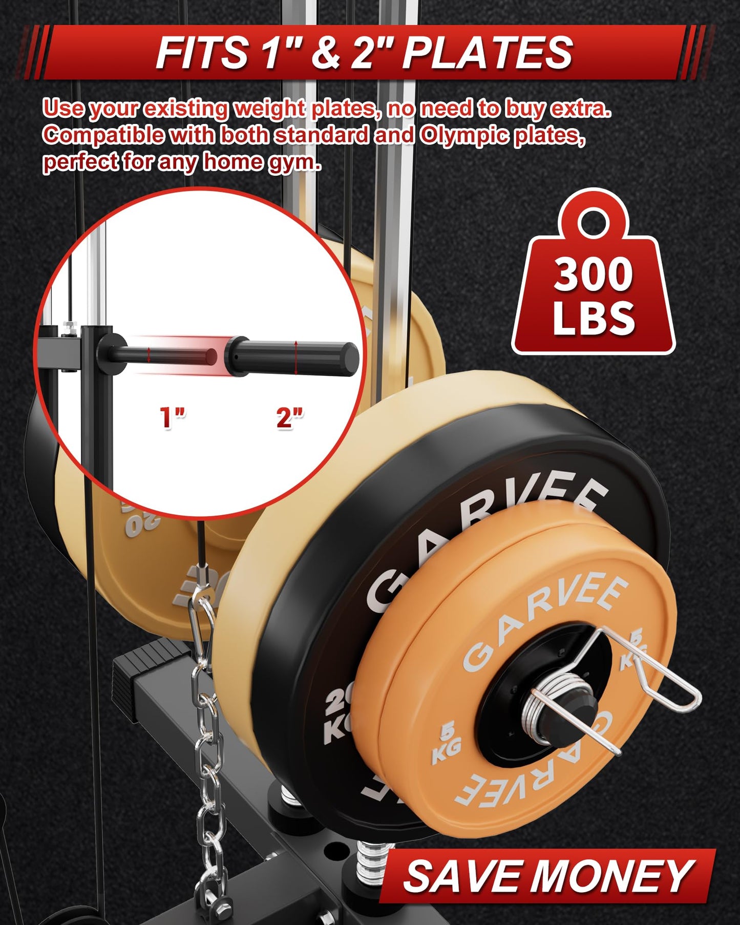 Home Gym Equipment, Compact Weight Machine for Home Full Body Workout, Multifunctional Strength Training Station with LAT Pulldown, Leg Extension, PEC Deck, Fits 1" & 2" Plates, 300LBS