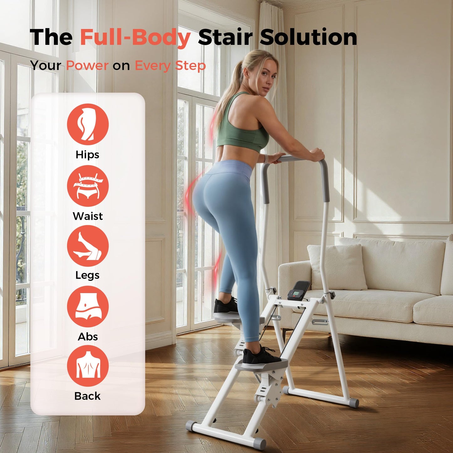 Steppers for Exercise at Home, 2.0 Step Machine 3-Level Adjustable Resistance, Stair Climber for Full Body Workout with Extra-Large Non-Slip Pedals, Holds Up to 350 lbs, Ideal for Women Men (White)