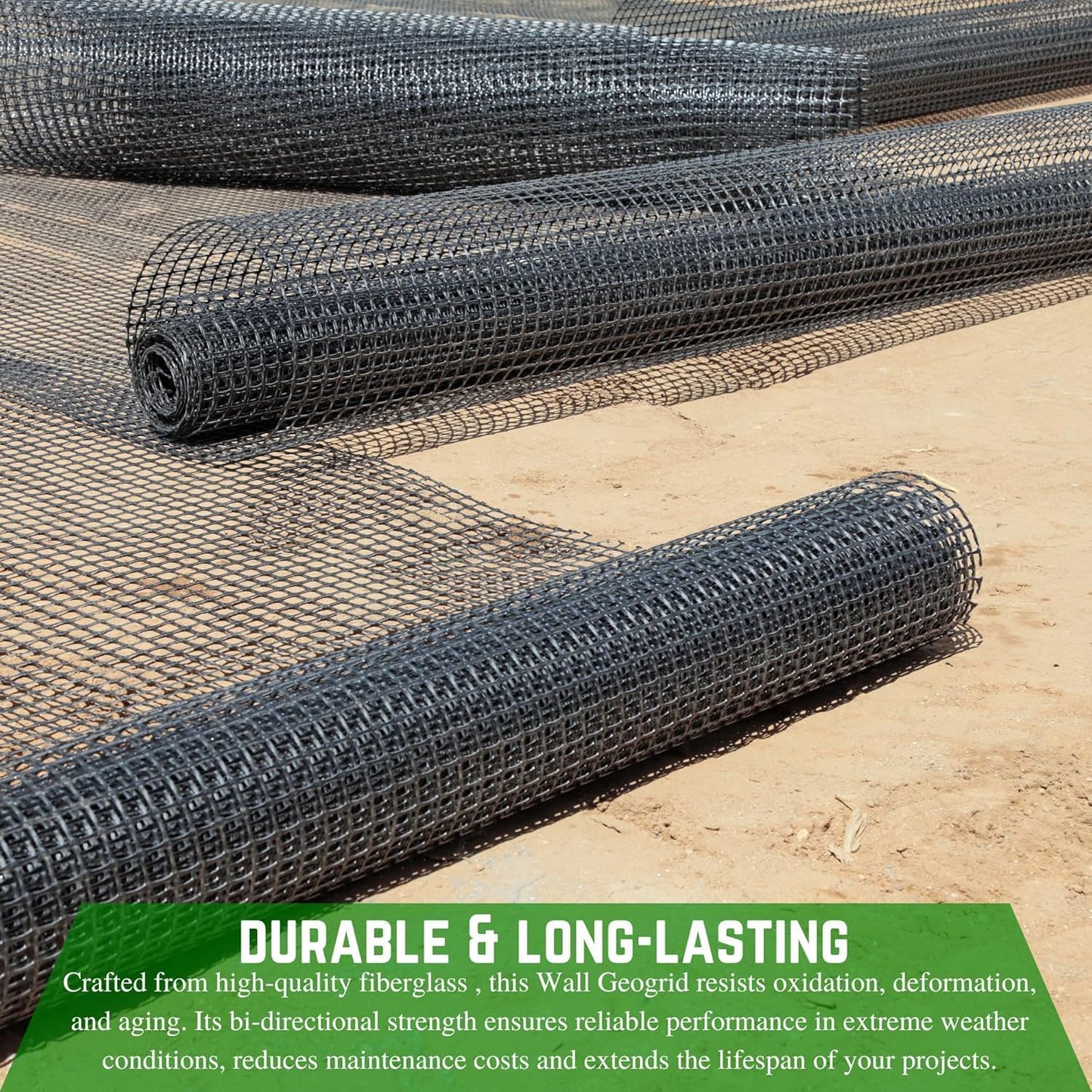 Farm Plastic Supply - Retaining Wall Geogrid - Driveway Stabilization Grids, Gravel Grid Walls Geocell Geogrid for Retaining Wall (6.25' x 288')