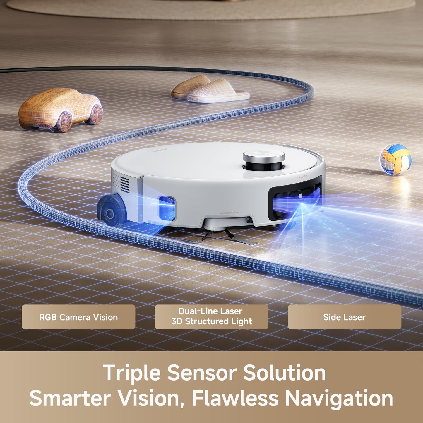 Mova Z60 Ultra Roller SA Robot Vacuum and Mop, 26,000Pa Suction, Warm Water Mopping & Extending Roller, All-in-One Hand-Free Station, Triple Anti-Tangle Mechanisms, Auto Carpet Shield, Voice Control