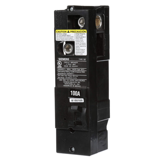 SIEMENS US2 QS2100 QS Type 100 Amp Multi-Family Main Breaker, 10 KAIC Rated, Black