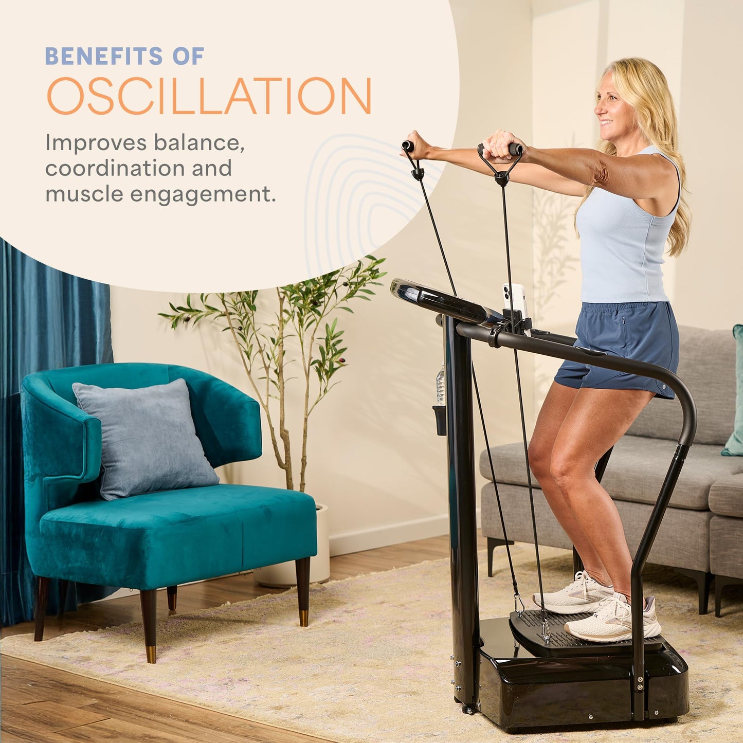 Lifepro Rhythm Vibration Plate Exercise Machine — Whole Body Vibration Platform Machine for Lymphatic Drainage with Handles, 99 Speeds & Heart Rate Monitor — Standing Vibrating Platform for Home Gym