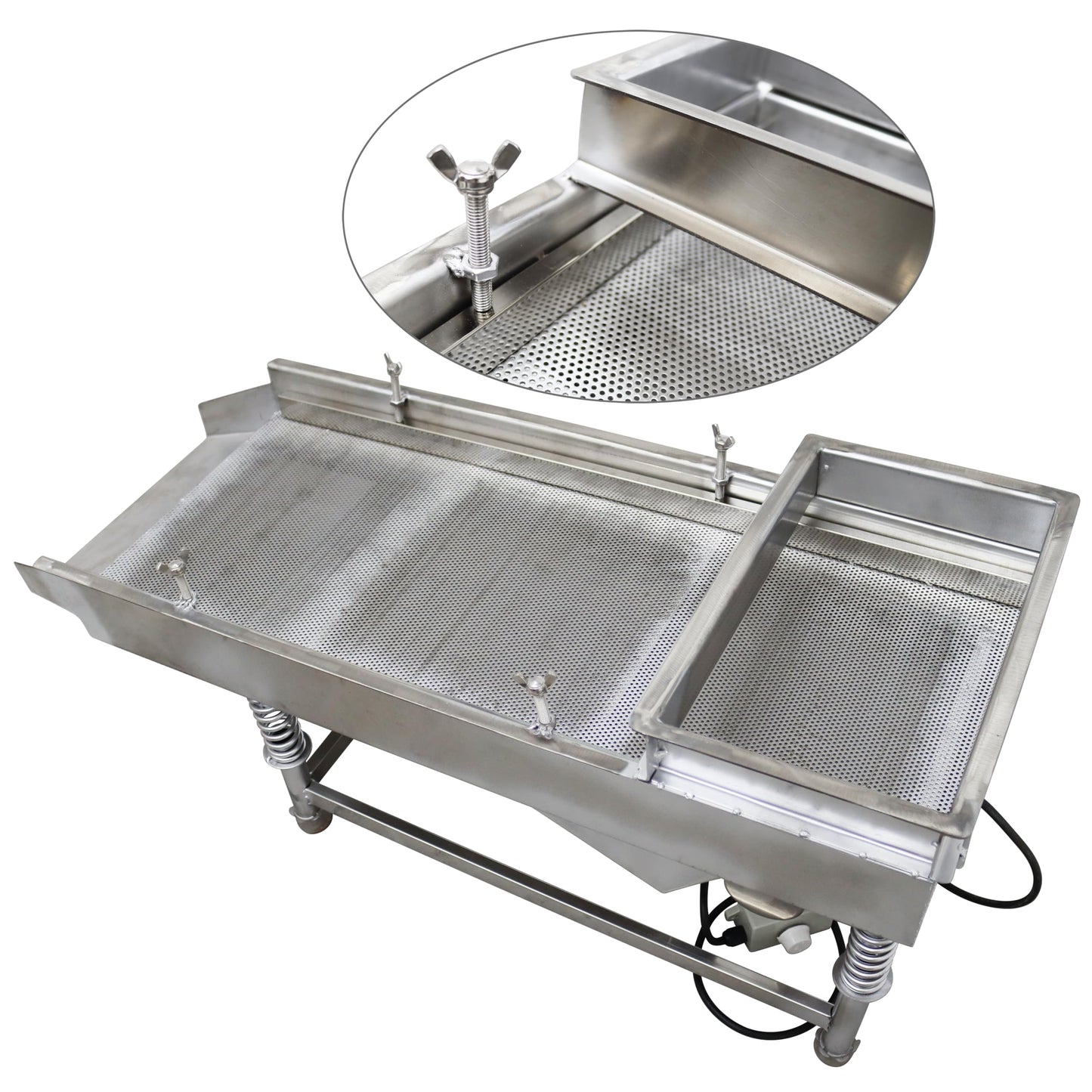 TECHTONGDA Straight Vibrating Sieve Screen Shaker Electric Linear Sifter Machine Stainless Steel One Layer One Motor 1.5mm Screen Size 11.8×29.5inch 110V