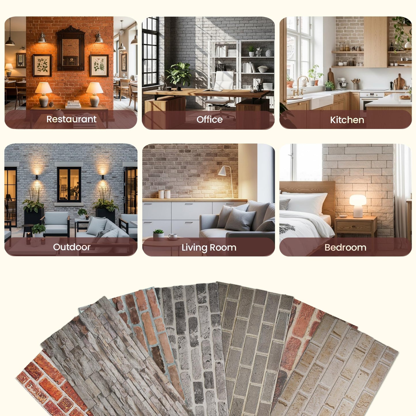 3D Faux Brick Wall Panels – Lightweight Styrofoam Cladding for Interior & Exterior Use | DIY Decorative Panels | 9 Pack (40"x20") | Ideal for Living Room, Kitchen, Outdoor Walls Vermilion