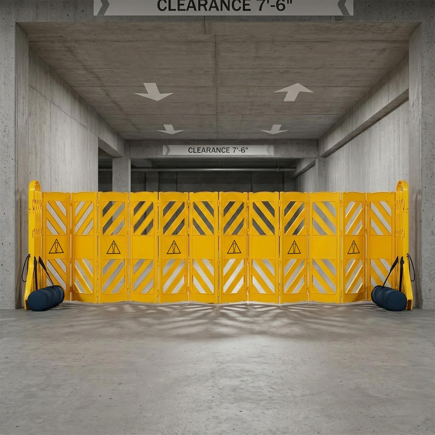 Alpine Commercial Safety Barriers, 13 Foot Expandable Mobile Barricade System - Folding Portable Barrier, Yellow, Plastic, for Construction, Driveway Gate