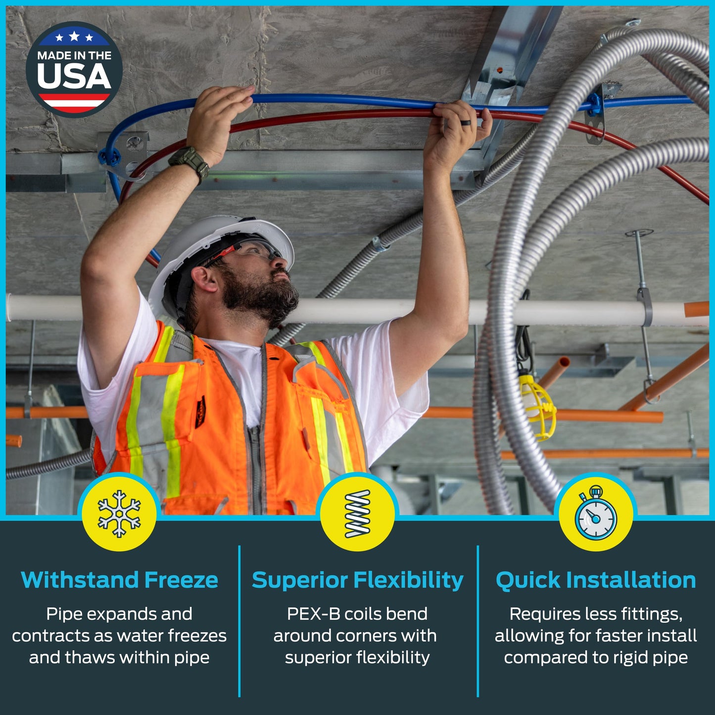 SharkBite 3/4 Inch x 500 Feet Blue PEX-B, Made in the USA, Flexible Water Pipe Tubing for Plumbing, U870B500