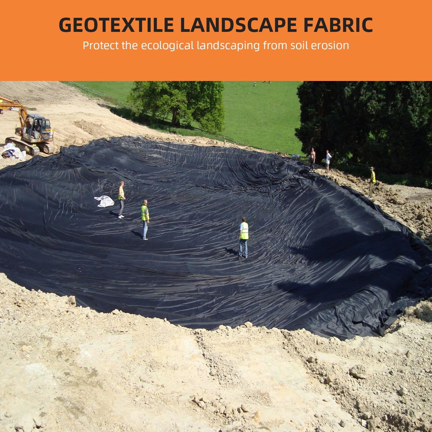GarveeLife Geotextile Landscape, 6 ft x 300 ft & 6 oz Geotextile Fabric, PP Drainage 350N Tensile Strength & 440N Load Capacity, for Driveway & Road Stabilizationr, Erosion Control, French Drains