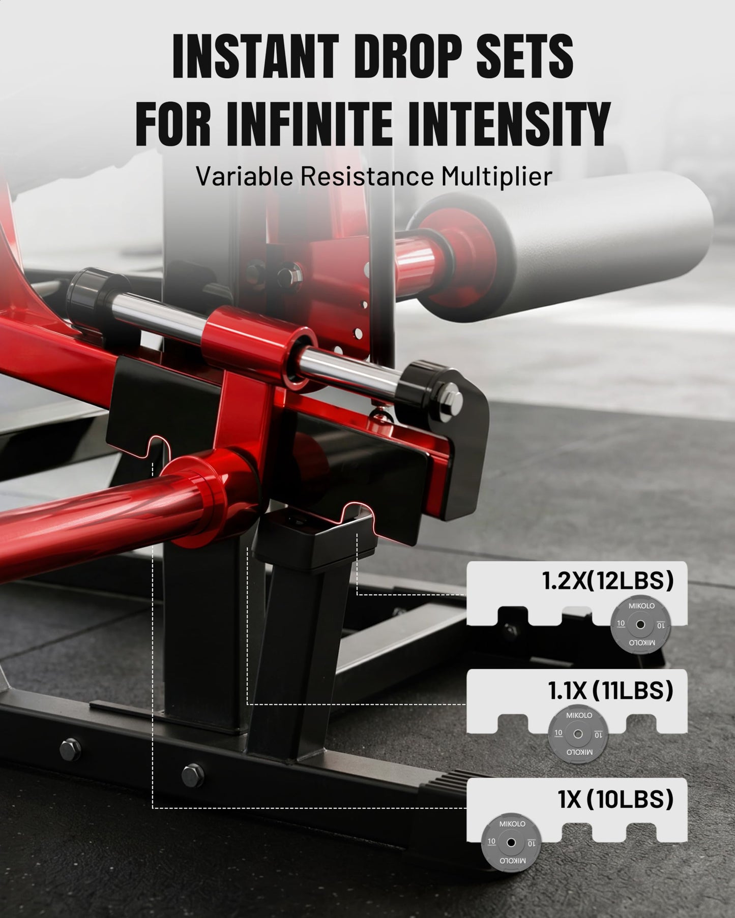 Mikolo Leg Extension and Curl Machine, Adjustable Leg Curl Machine for Home Gym, Seated Leg Extension and Lying Leg URL Machine, Leg Workout Equipment with 1:1 Resistance System,Red