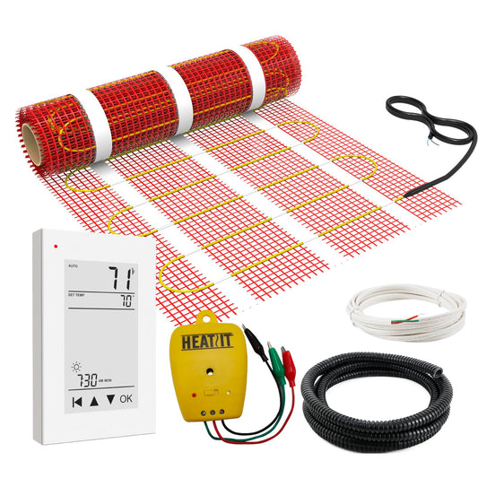 50 sqft HEATIT Warmmat Electric Radiant Self-adhesive Floor Heat Heating System & ET-72 Thermostat & Alarm Monitor