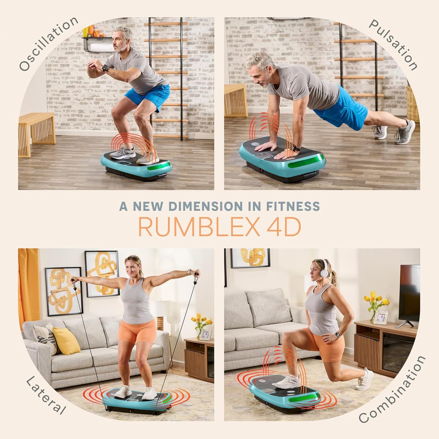 Lifepro Rumblex 4D Curved Vibration Plate Exercise Machine – Triple Motor Vibrating Platform Machine with 7 Modes & 60 Speeds – Full Body Vibration Plate for Lymphatic Drainage & at Home Workout