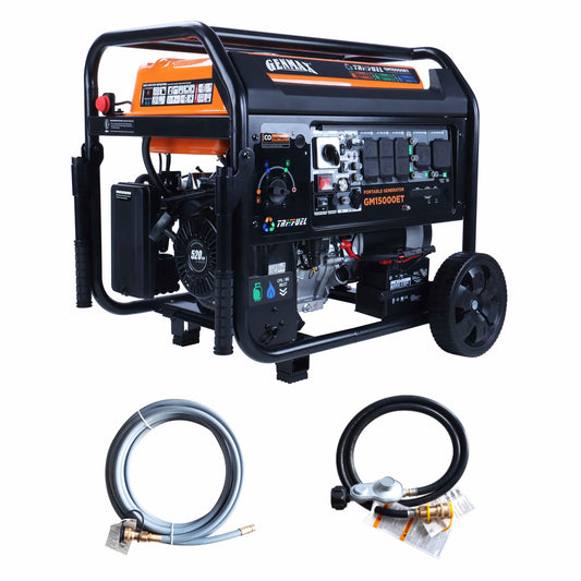 GENMAX 15000W Tri-Fuel Portable Generator - 2025 Model with ATS, CO Sensor, Digital Display & 50A Output Perfect for Home Backup, Construction Sites & Emergency Power