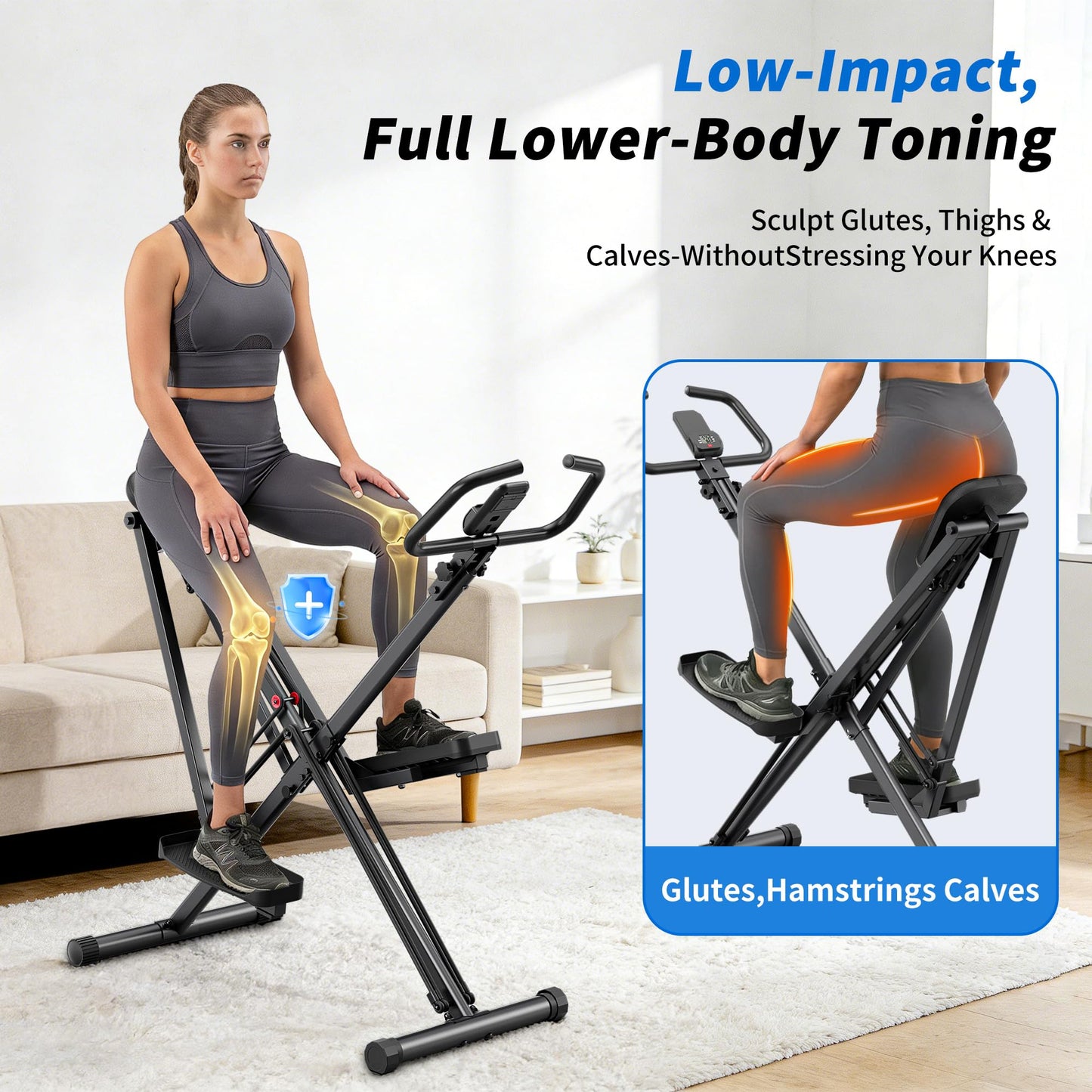 seanleecore 2-in-1 Stair Stepper & Space Walker for Home Gym Exercise, Foldable, Quiet Low-Impact Workout Equipment with High-Strength Resistance