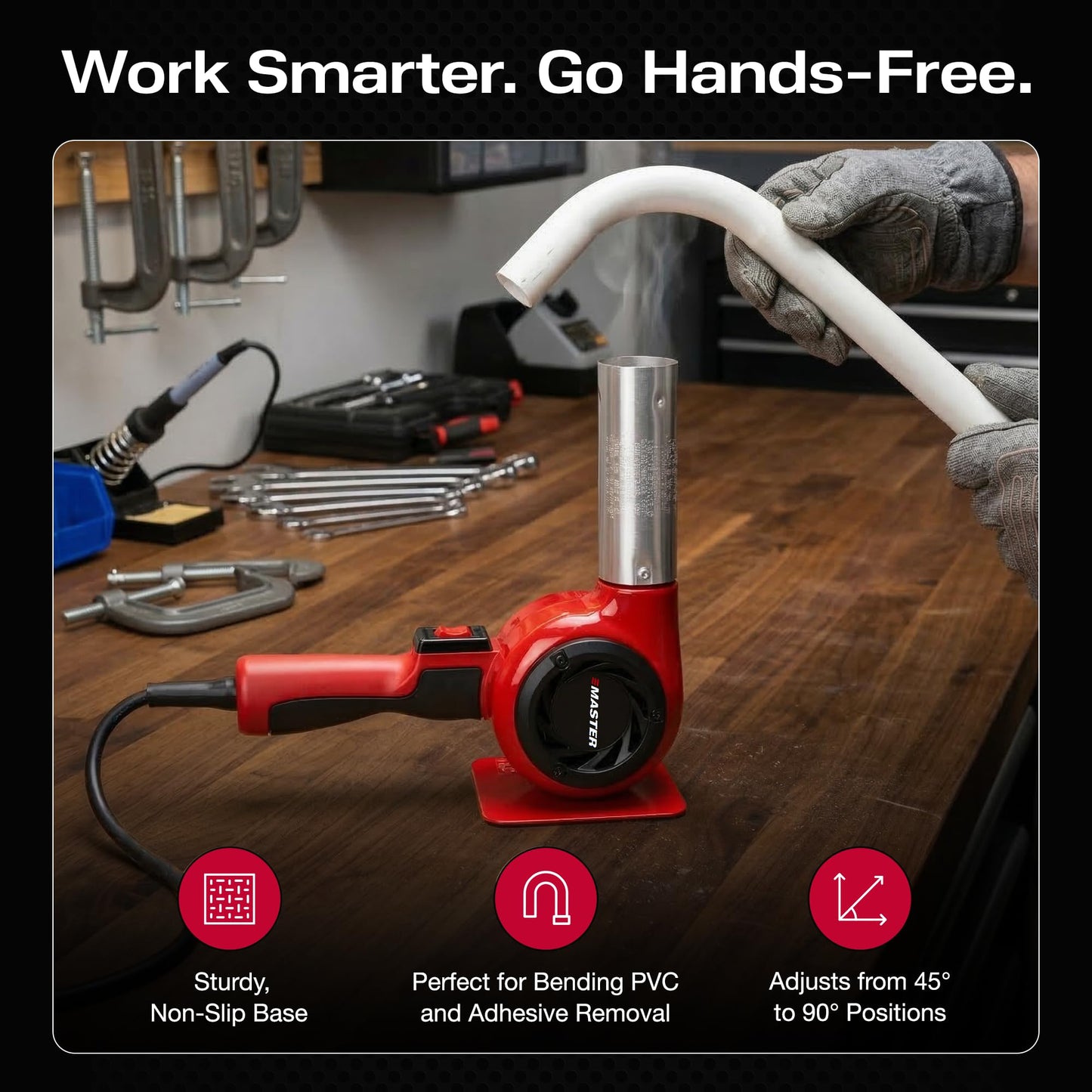 Master Appliance VT-751D Industrial Heat Gun, Quick Change Plug-In Heating Element, Variable Temperature Heat Gun, 130F to 1200F, 120V, 1740W, 14.5 Amps, Engineered In USA