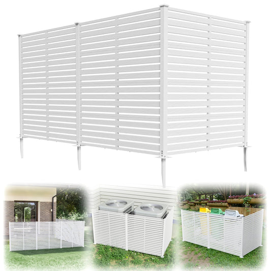 Trygoal 94" W x 48" H Air Conditioner Fence Panels, Outdoor Privacy Screens, Pool Equipment Enclosure, Trash Can Screens Fence Kit for Outside Backyard Patio, White