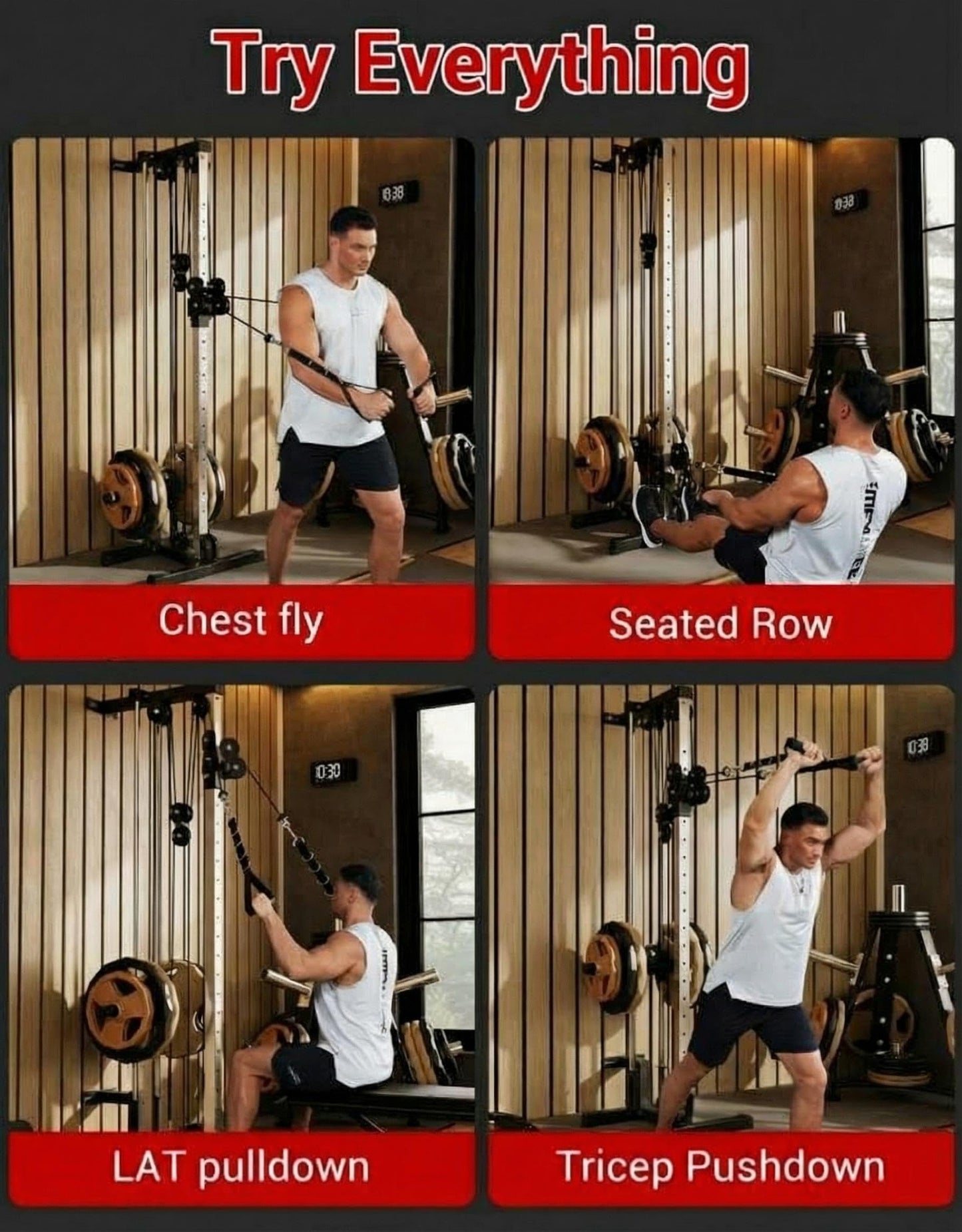 Wall Mount Cable Station – Dual Pulley Cable Crossover Machine with 18 Adjustable Positions, 400LBS Capacity Functional Trainer for Home Gym Strength Training