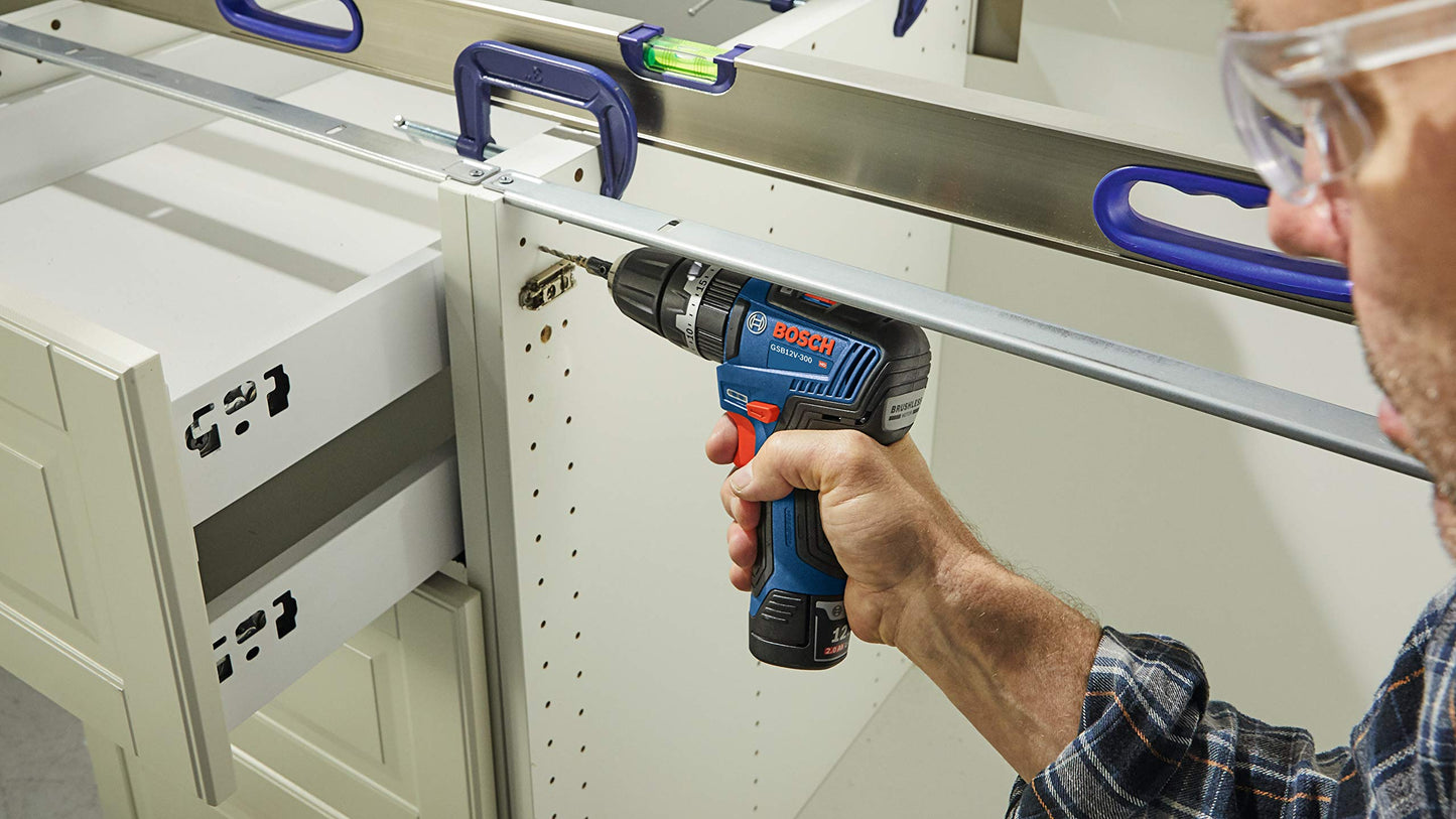 Bosch GSB12V-300B22 12V Max Brushless 3/8 In. Hammer Drill/Driver Kit with (2) 2.0 Ah Batteries