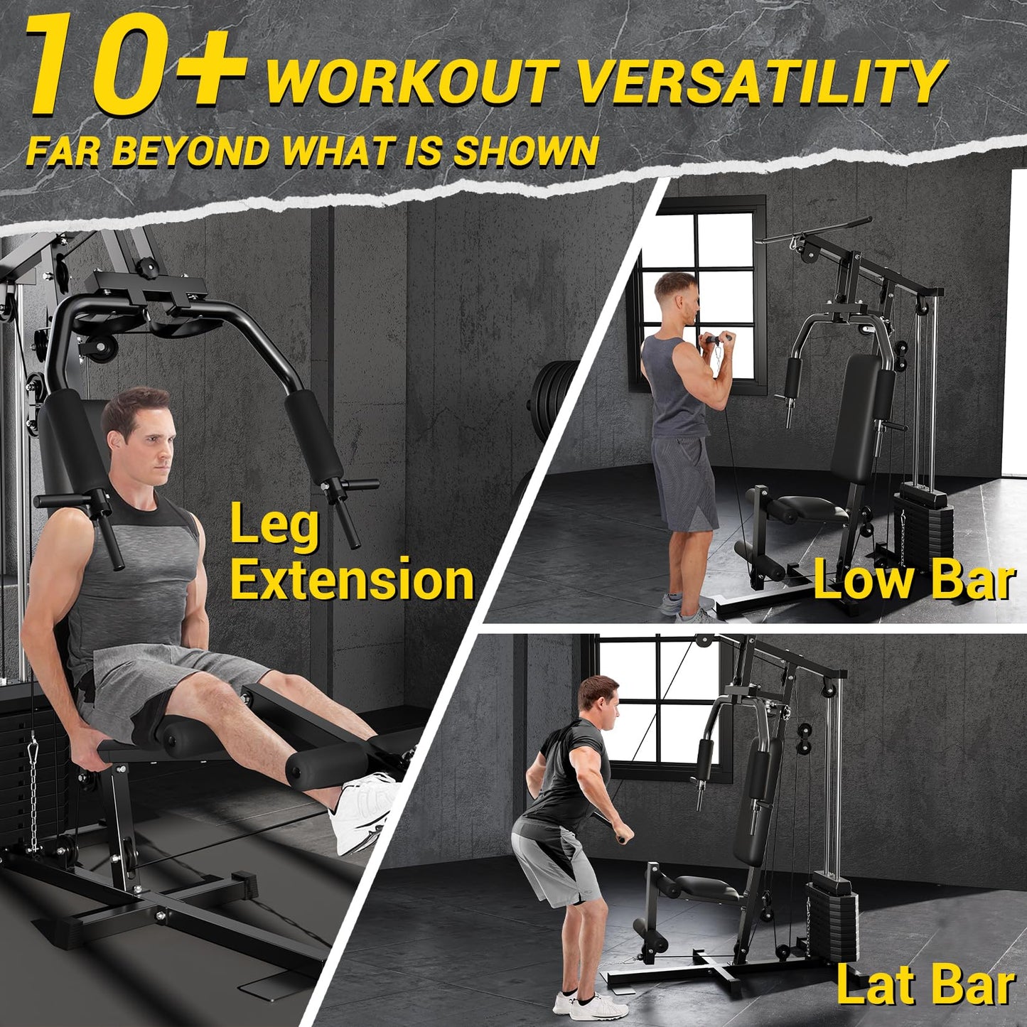 GarveeLife Home Gym Machine System with 100 LBS Weight Stack, Multifunctional Weight Machine, Full Body Workout Station Exercise Equipment, All in One Home Gym with Pulley System for Strength Training