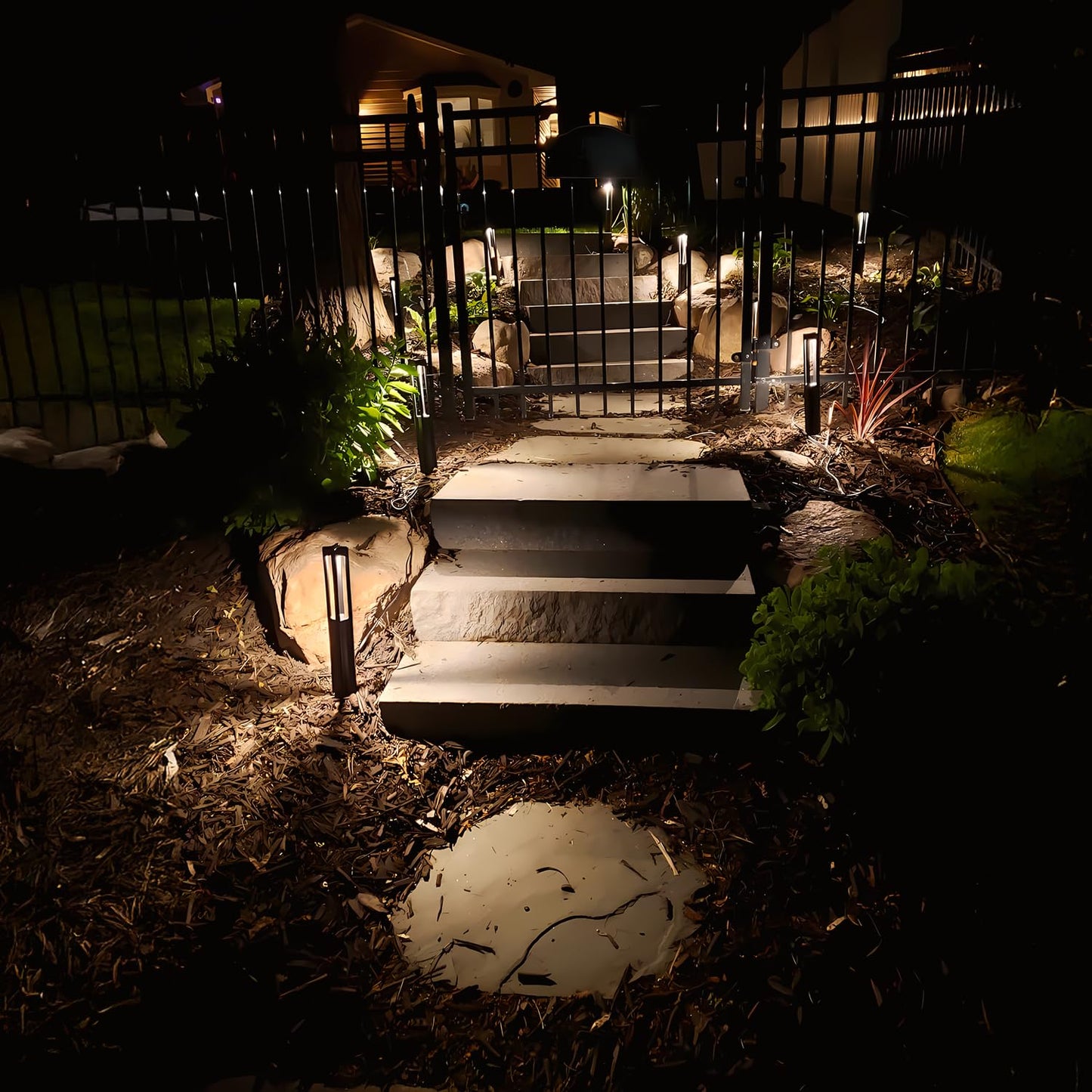 LEONLITE 12-Pack 5CCT Low Voltage Path Lights, Update 1800K2700K3000K4000K5000K Selectable, 3W LED Landscape Pathway Lights, Outdoor Landscape Lighting for Driveway, Aluminum, 12-24V, ETL, IP65, Black