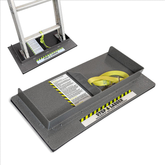 Stop-A-Ladder | Ladder Safety Device Prevents Slipping on Slick Surfaces | Fits Extension Ladders Up to 21” Wide | Lightweight, 6 lb Foam Grip with Adjustable Strap | Ladder Grip