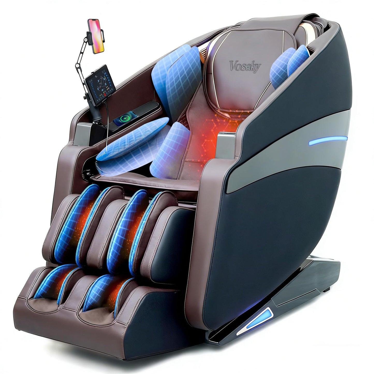 Vosaky Massage Chair Full Body Recliner with Heat Zero Gravity 57'' SL Track Shiatsu Massage Chair for Home Office with AI Voice, 7" Touch Screen, Wireless Charging,Neck & Shoulder Relief