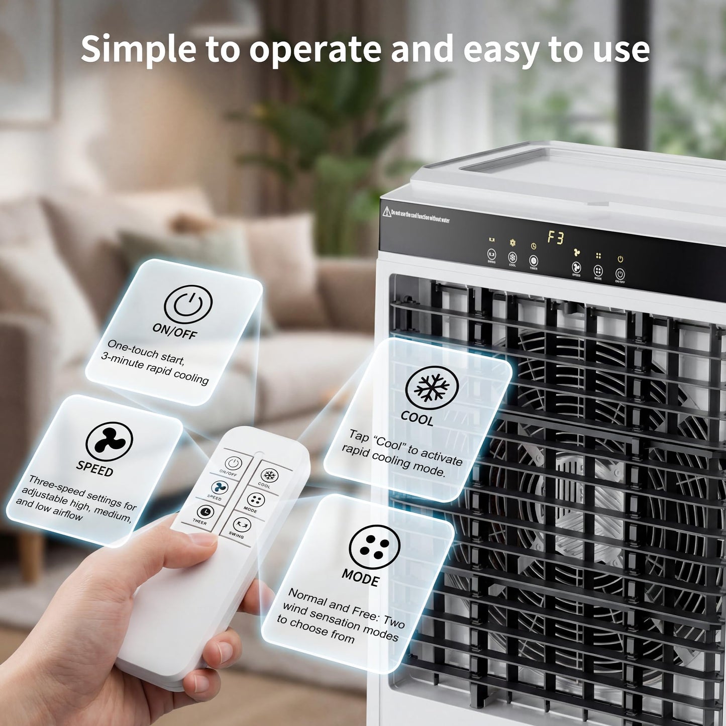 AKIRES 48" Large Swamp Cooler,6288 CFM Evaporative Air Cooler,21.5 Gal Water Tank Portable Air Cooler,120°Oscillation with Remote Control,12H Timer,3 Modes & Wind Speeds for Outdoor Indoor Use,Black