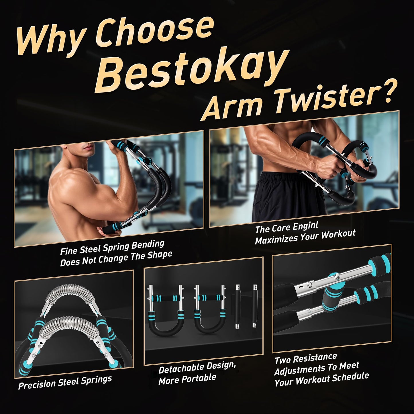 Twister Arm Trainer 70-110lbs Adjustable Chest Workout Equipment for Home Gym Portable Chest Trainer for Men & Women Arm Chest and Shoulder Strength Training Fitness Tool