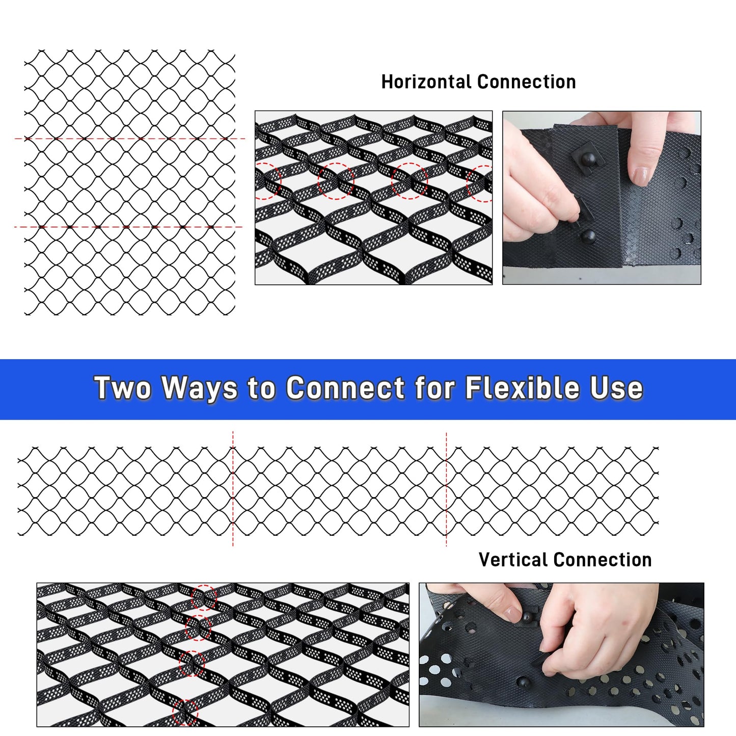 3" Thick Gravel Grid 30x9.8 FT, Geo Ground Grid with Connectors and Stakes, Geo Cell Gravel Retainer 1885 LBS Per Sq ft Stabilization System for Driveway DIY Patio Pavement Park Garden & Slope