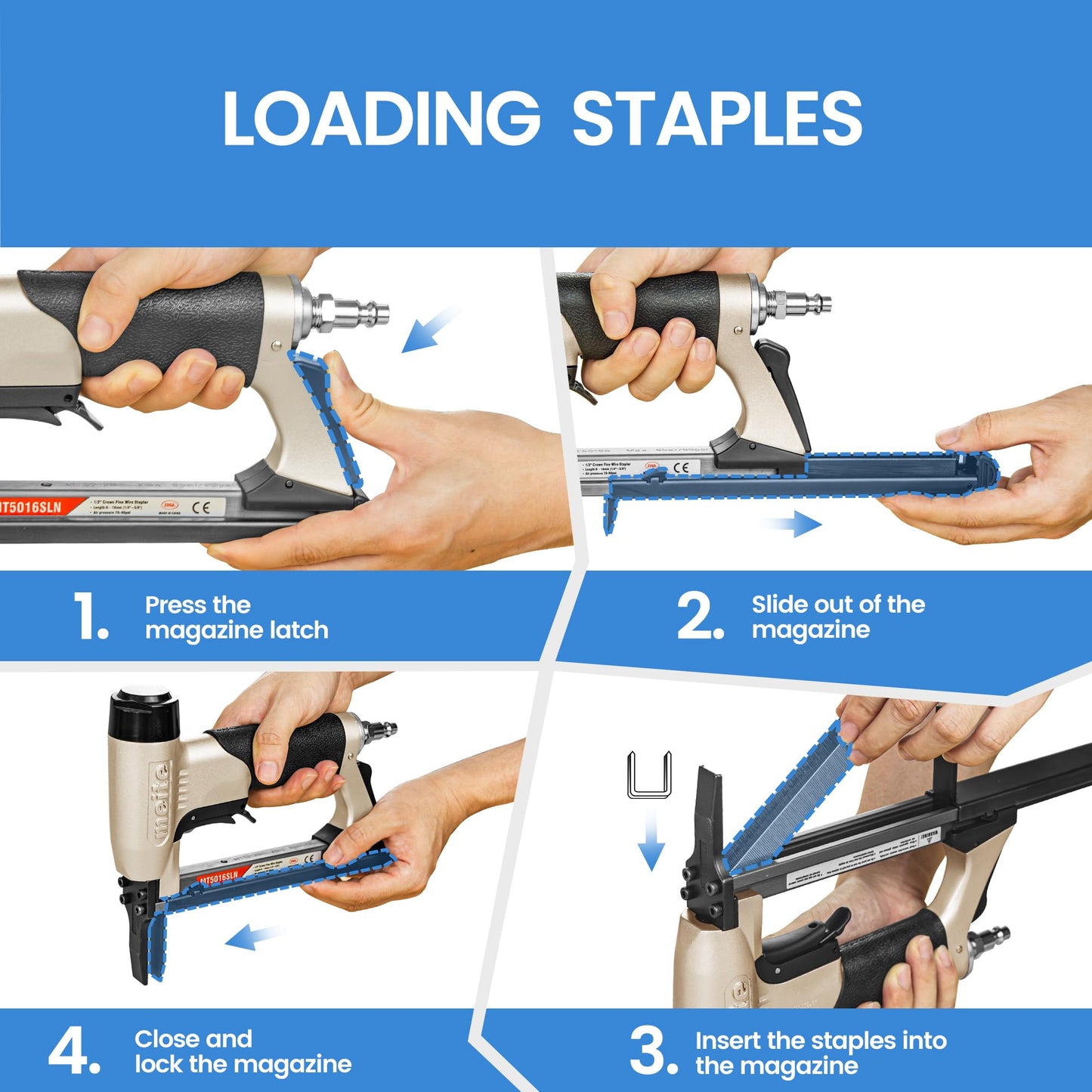 meite MT5016SLN Stapler with 9/16" Length Staples for Upholstery