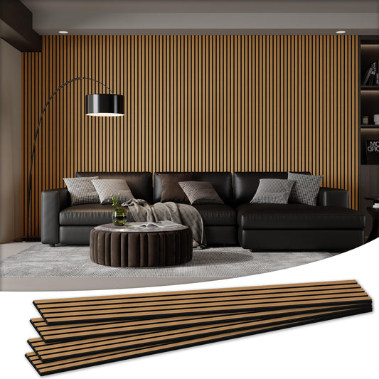 4 Pack 105.9" x 12.6" x 0.8" Acoustic Wall Panels Sound Absorbing, Wood Slat Wall Panels for Wall Decor, Soundproof Wood Wall Panels, Teak