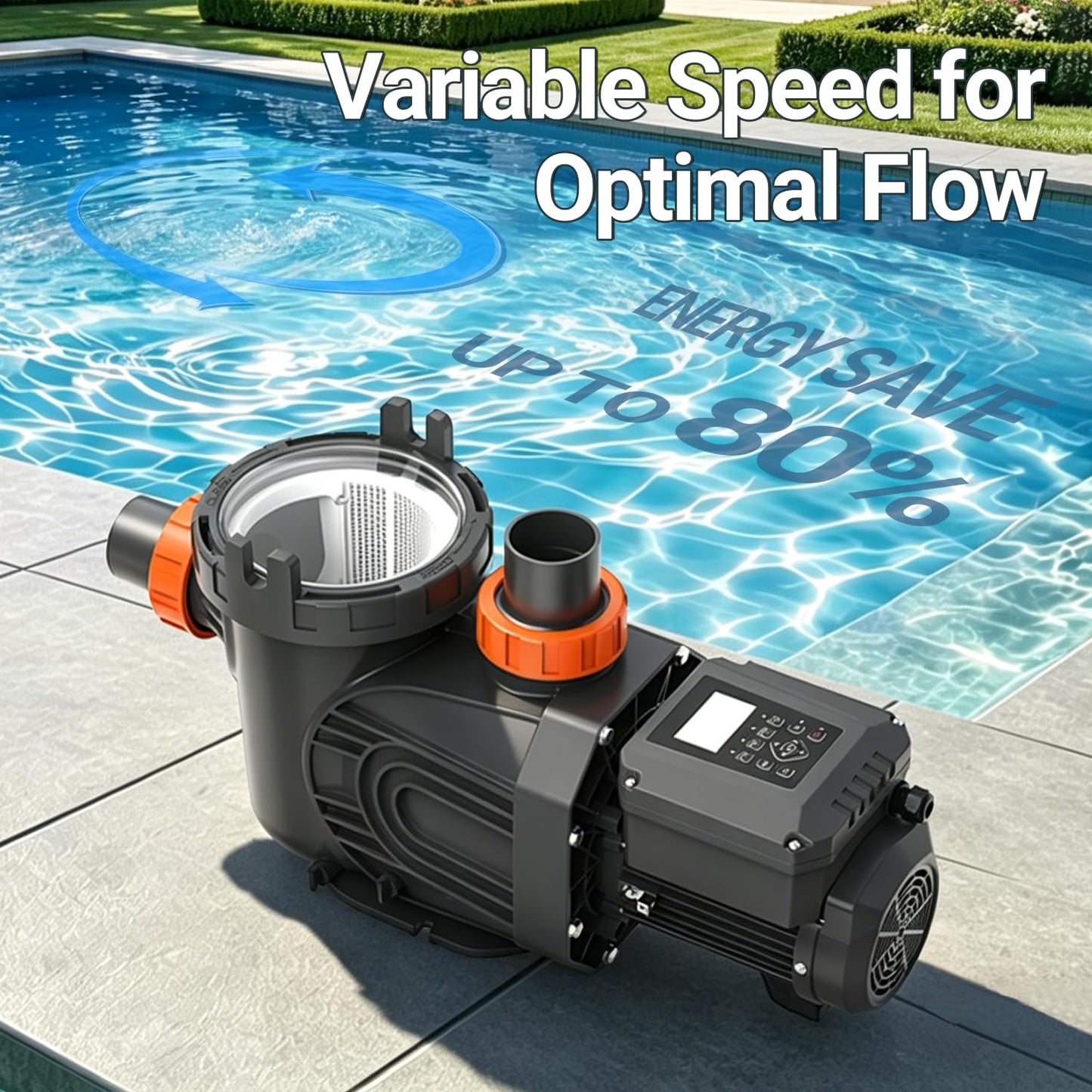 Varpoolfaye 3.0HP Variable Speed Pool Pump for Large Inground Pools & Spa, High-Performance Water Flow, Quiet Energy-Efficient Self-Priming Pump with Timer, Permanent Magnet Motor, 11359 GPH, 220V