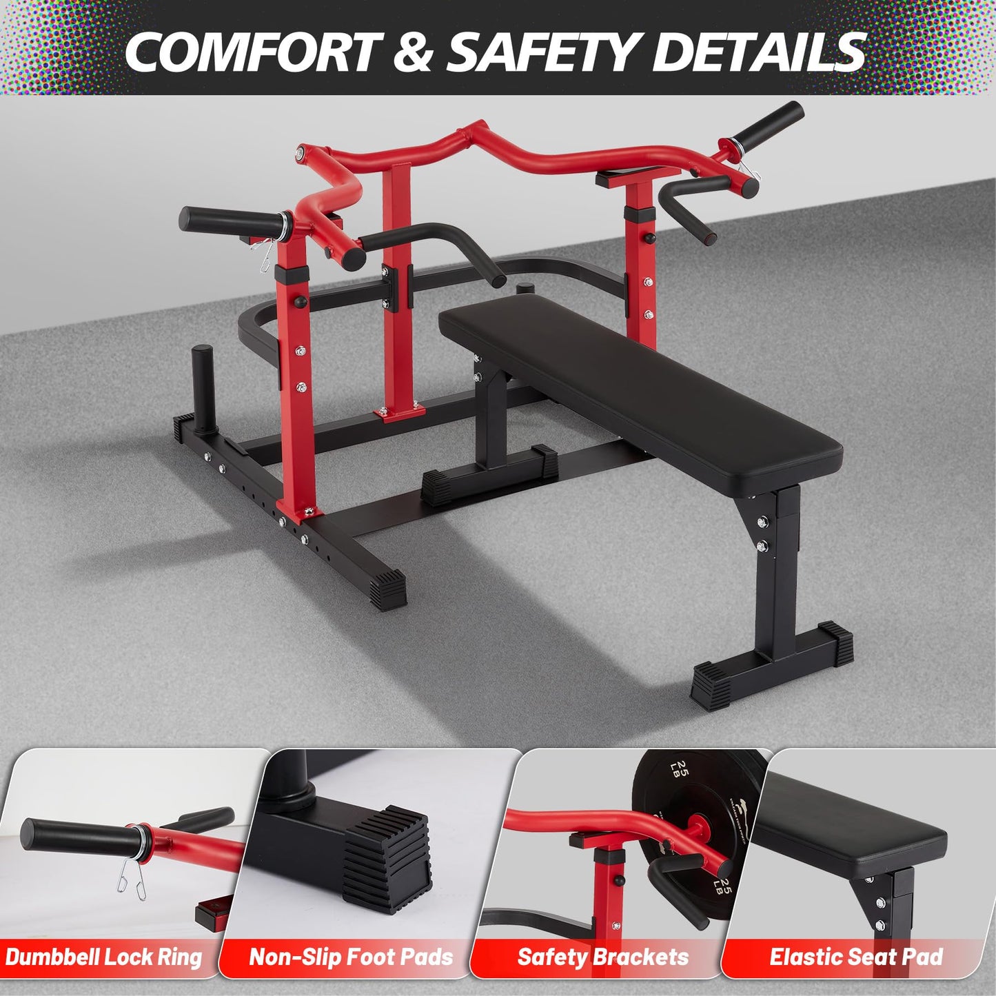 Garvee Chest Press Machine, Bench Press Machine with Independent Converging Arms, Adjustable Bench Chest Press for Home Gym Upper Body Strength Training