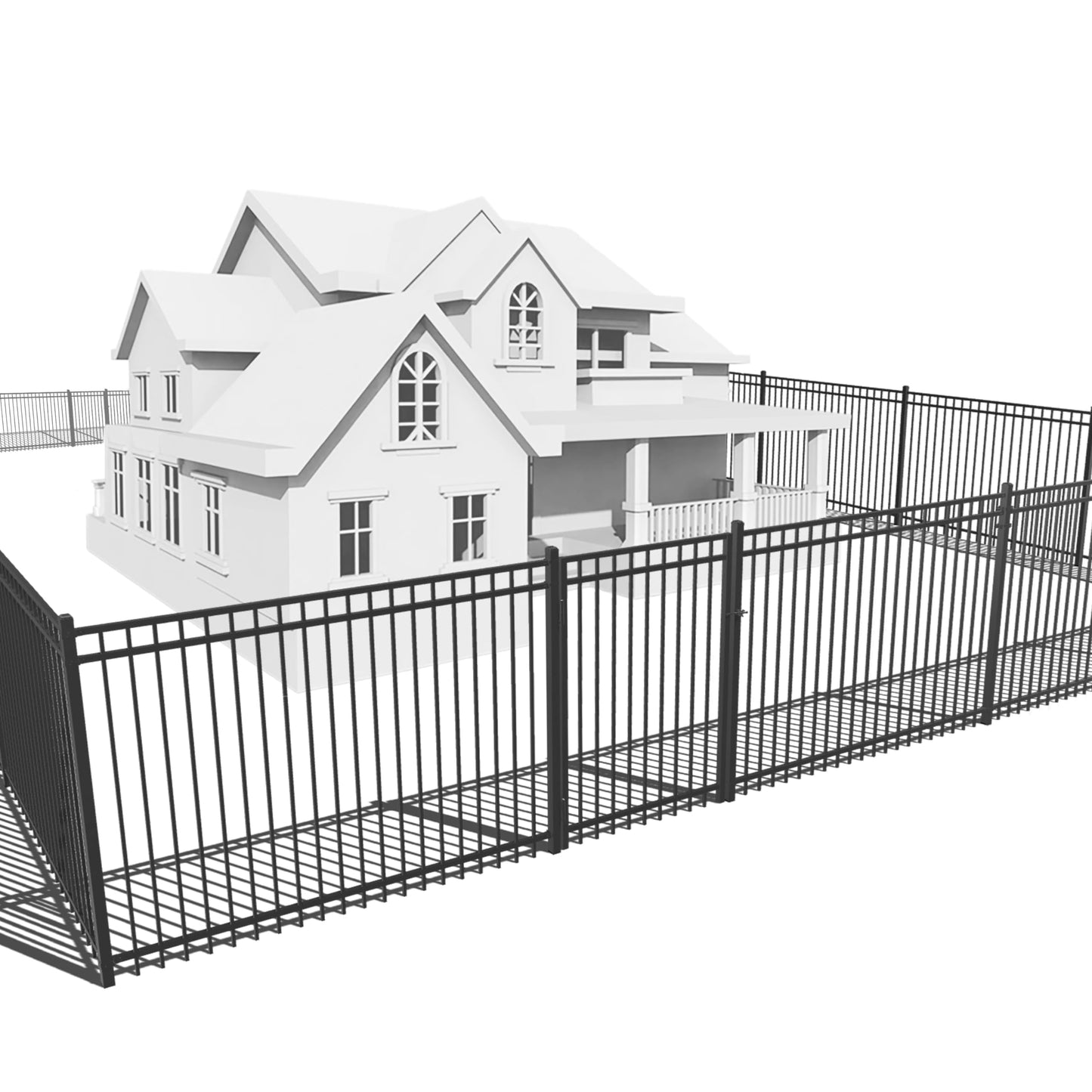 Fencer Wire 52FT Heavy Duty Flat Top Fence Barrier Kit, Anti-Rust Metal Steel Fence with 5FT Height X 8FT Width Panels, Gate, Posts, Connectors, Outdoor Fencing for Yard, Pool, Patio