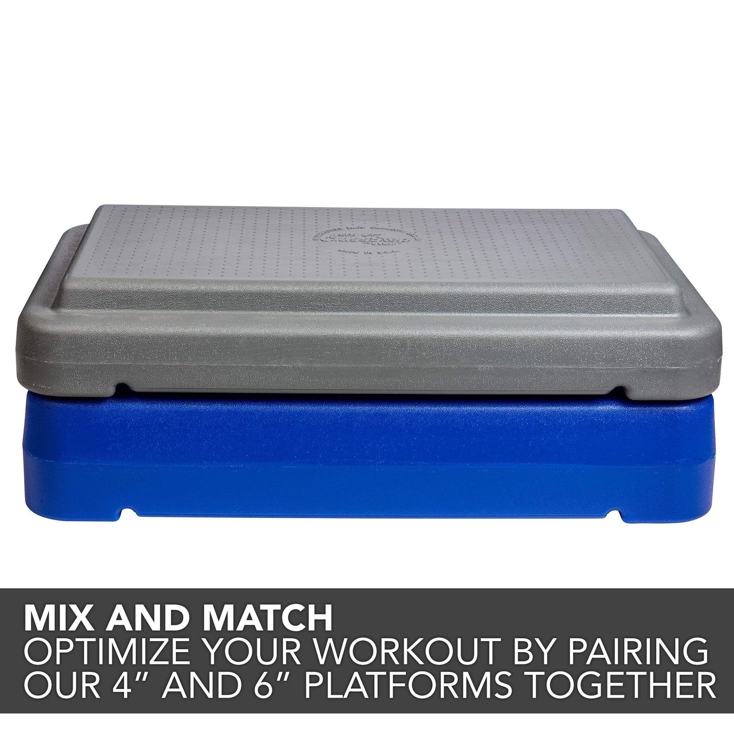 The Step (Made in USA) 4 Inch Stackable Aerobic Exercise Platform (Grey) with Non-Slip Surface and Nonskid Feet to Prevent Sliding