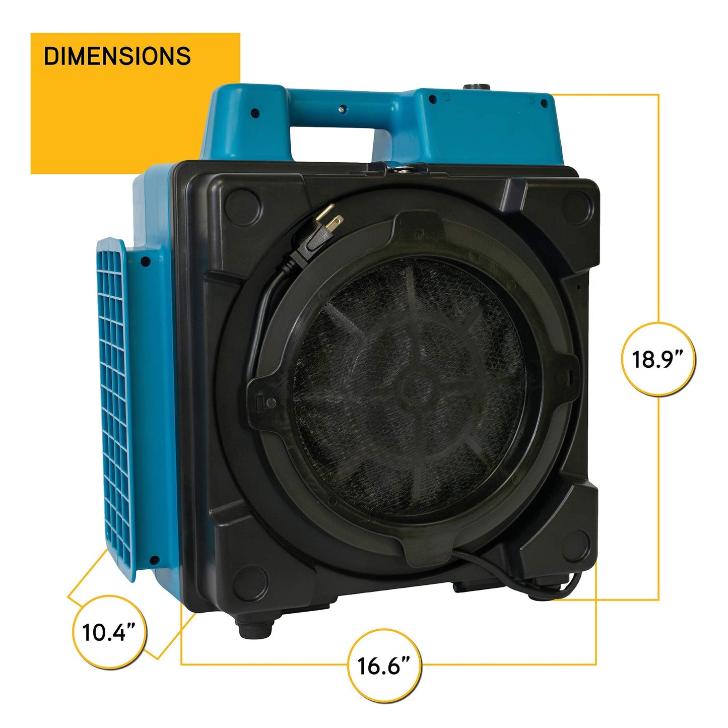 XPOWER X-2580 1/3HP 550 CFM Air Mover – Sealed Motor Low Profile Carpet Dryer – Air Blower Build-In GFCI Power Outlets & Hour Meter Dryer Floor Fan